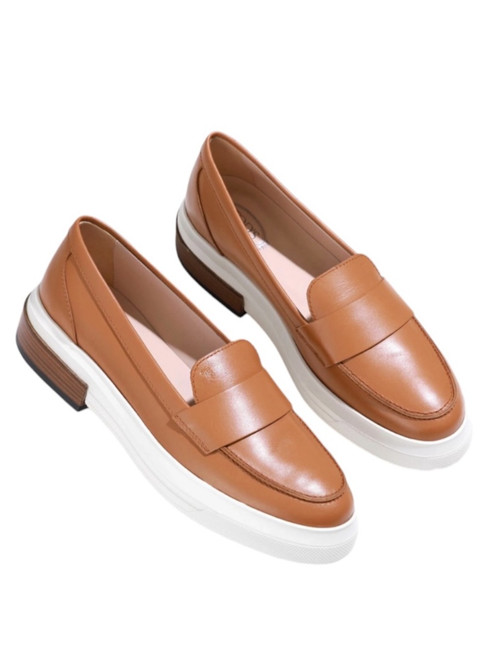 Tod’s leather penny Loafers in cognac wood heel size 41/11 excellent condition